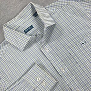 Fish Hippie Solace Collection Mens Medium Blue Green Gingham Button Down Shirt
